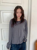 [BAONHAUS] Felts Stripe Henley Neck Long Sleeve Tee