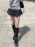 Butts Vintage Button Check Mini Pleated Skirt