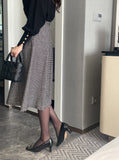 Gelmade Hound Check Brushed Span Flare Skirt