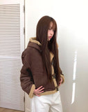 Duna Suede Hooded Duffle Fleece Fur Mustang Jacket