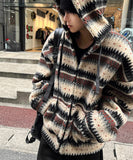 Wool Jacquard Hood Jumper Jacket