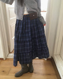 Solpa Check Flare Tiered Long Skirt