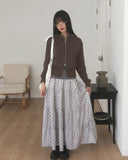 Yubo Vintage Check Ribbon Strap Tiered Long Skirt