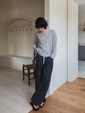 Summer Linen Stripe Banding Pants