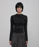 Asymmetrical Draped Mock Neck