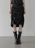 Rev Stripe Shirred Midi Skirt