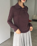 Letil Hippie Velvet Bokashi Eyelet Collar T-Shirt