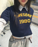 Tand 1980 Layered Cropped Short-Sleeved Knitwear