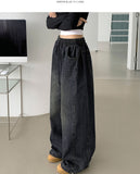 Folding Pin Tuck Hem Snap Balloon Fit Wide Fit Banding Denim Pants