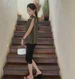 Luxury One Ribbon Strap Halter Neck A-Line Sleeveless Blouse