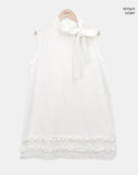 Jewel Ribbon Tie Frill Layered Sleeveless One Piece