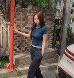 Slim Fit Plain Layered Slender Short Sleeve T-shirt