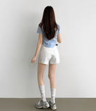 Slim Fit Span Crop Short Sleeve Shirt