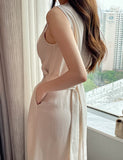 Gelad Linen Side Wrap Sleeveless Long One Piece