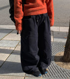 Kigen brushed banding cargo balloon wide pants