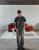 Summer Cool Oil Washed Flare Denim Pants