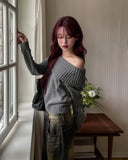 [wool43%] Days Fold Off-Shoulder Knit