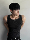Pigmented Damage Detail Muscle Fit Sleeveless