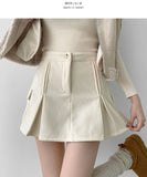 Corduroy Fleece Brushed A-line Pleated Winter Pants Skirt