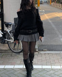 Mike Wool Pleated Mini Skirt Pants