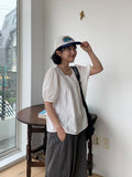 Kohyo Summer Embroidered Shirring Short Sleeve Blouse