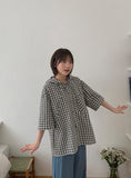 [unisex] Kanbilli Check Over Hooded Short Sleeve Shirt
