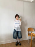 Dipeun Summer Printing Punching Long Sleeve Knit