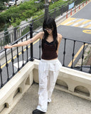 Corrit Keyring Nylon Layered Nylon Two-Way Banding Wide Long Pants