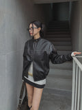 Line Washed Track Leather Jacket