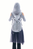 Teen open shoulder shirring hood top