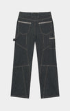 OBLIQUE SEMI WIDE DENIM PANTS