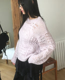 Poran Wool Mohair Cable Punching Knit