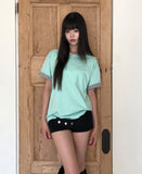 [Unisex] Robon Color Matching Roll-up Short Sleeve T-shirt