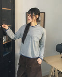 Peo Dot Color Matching Shirring Hood T-Shirt