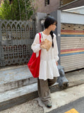 Rohigh Pintuck Shirring Layered Blouse One Piece