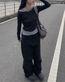 Kaya Black Pintuck Wide Pants