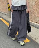 Megle Summer Track Color Matching Nylon Skirt Pants
