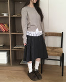 Mirn Striped Unbalance Midi Skirt