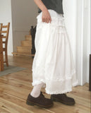 Leyou Frill Tiered Banding Long Skirt
