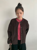 Decal Tencel Wool Round Long Sleeve Tee