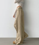 Hem Snap Cut Pin Tuck Adjust Wide Balloon Cotton Pants