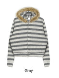 Ready Fur Crop Knit Hood Zip-Up