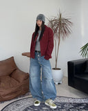 Pet Curved Button Denim Pants