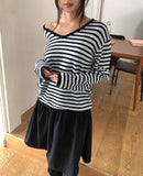 Soy Striped V-Neck Knit