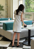 Jenny Color Matching Sailor Collar Knit Mini One Piece