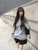 [Scrunchie Set] Nora Off-Shoulder Loose Knit