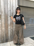 Debbie Cotton Slit Line Long Wide Pants