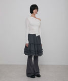 Layered Draped One-Shoulder Long Sleeve