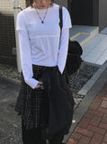 Teten Check Unbalance Midi Skirt