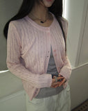 Linwoo punching button knit cardigan
